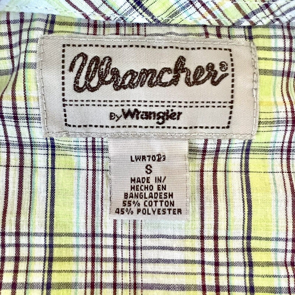 Wrangler Western Wrancher Women Small Pearl Snap Shirt Green Plaid Long Sleeve - Picture 10 of 11